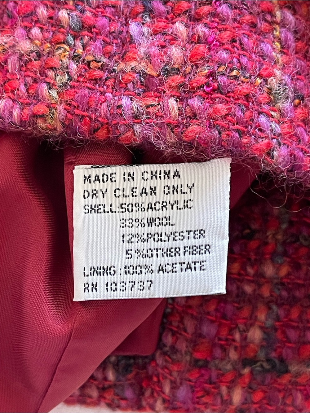 Talbots Raspberry Tweed Button-Front Women's Jacket - Picture 4 of 7